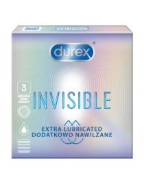 Prezervatyvai Durex Invisible Extra Lube 3vnt dėžutė
