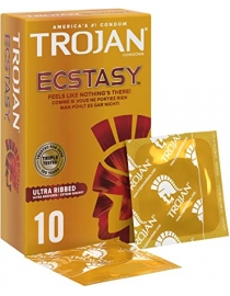 TROJAN Ecstasy Ultra Ribbed prezervatyvai 